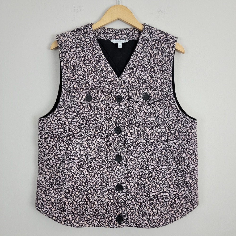 & Other Stories Womens Quilted Floral Vest Pocket Size M Preppy Cottagecore Boho